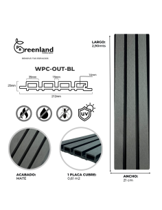 Revestimiento WPC exterior NEGRO 26mm  Greenland 2