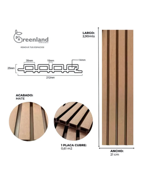 Revestimiento para Pared Exterior WPC Marrón Coffee Greenland