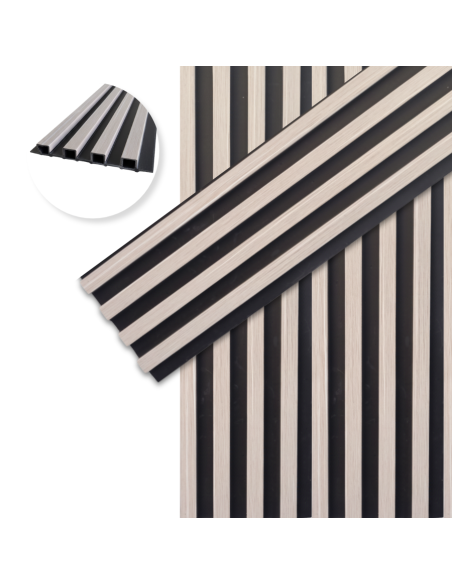 Revestimiento WPC 155 Crema/negro para pared interior Greenland