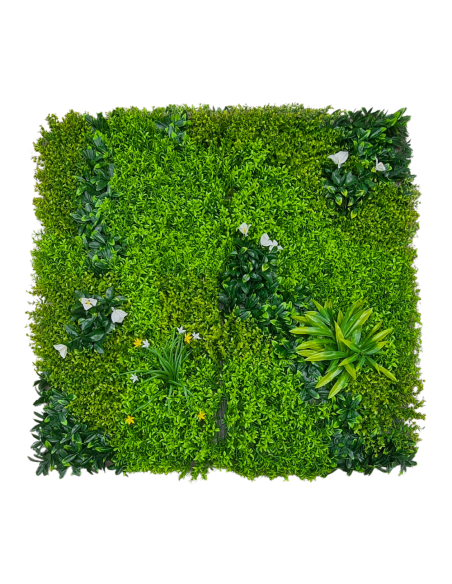 Jardin Vertical Artificial Qx2003 Flor Blanca 1m X 1m Greenland