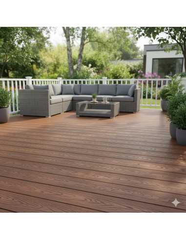Deck Wpc Brown 25 Mm 290cm X 14cm X Caja 5 U + Clips Encastre Greenland
