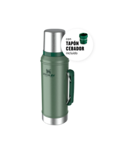 Termo Clasico 950 Ml Con Manija Y Tapon Cebador Verde Stanley
