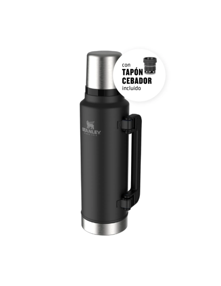 Termo Clasico 1.4 L Asa Plegable Pico Cebador Negro Stanley